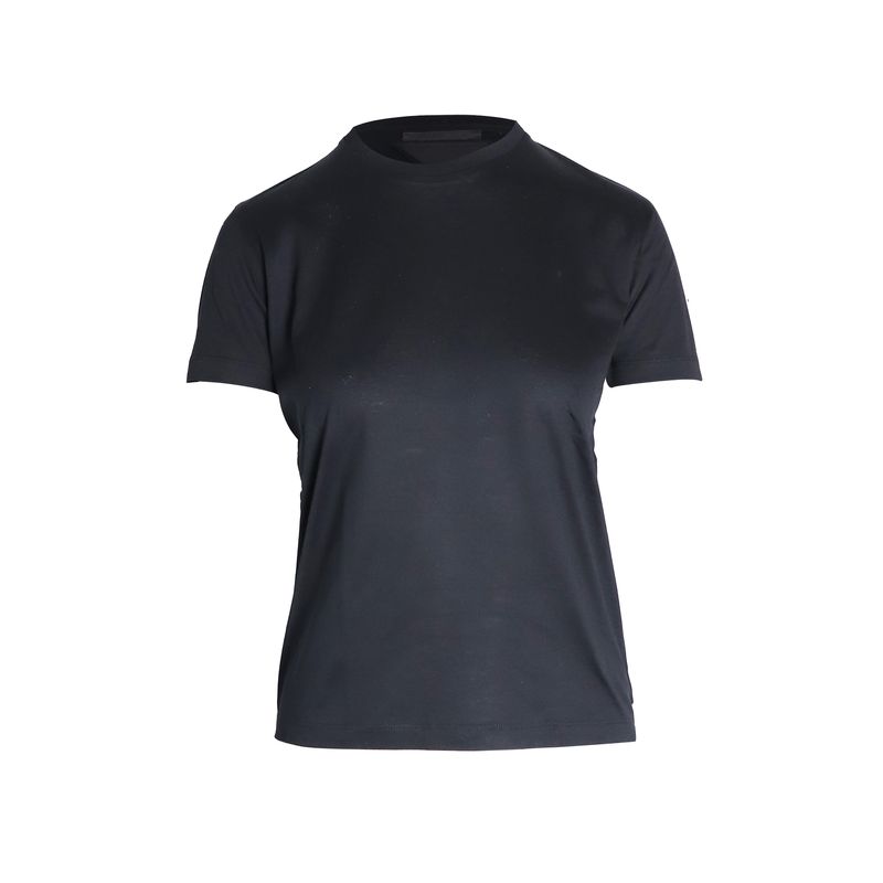 Prada Back Logo T-Shirt In Black Cotton